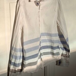 BOSS White and Blue Striped Shirt